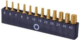 Nw-19001 Hangzhou Huikang Tools 12-piece Torx Bit Set S2 Alloy Steel With Titanium Nitride Coating 6 Point