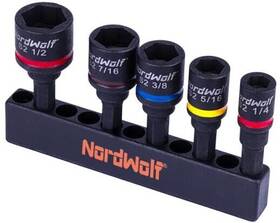 Nw-21005 Hangzhou Huikang Tools 5-piece Sae Nut Driver Set S2 Steel Impact Magnetic 1/4 Inch To 1/2 2 Length
