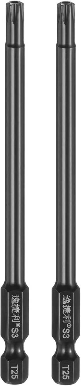 250327 Harfington 2pcs T25 Security Torx Head Screwdriver Bit 4 Inch Long Black