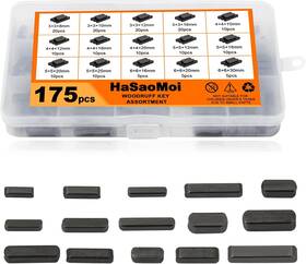 Htz7128 Hasaomoi 175pcs Woodruff Key Stock Assortment 8mm-30mm Stainless Steel Round Ended Feath