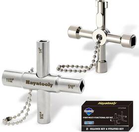Hyt1ht01w Hayatooly 4-way Sillcock Key 2-pack 40cr Water Multi-functional And Utility Wrench