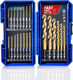 Hf101072 Highfire 22 Pieces Hex Shank Drill Bit Set For Impact Driver Hss Twist 22pcs