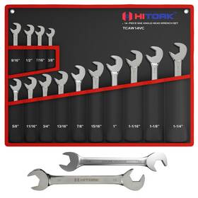 Hitork 850073212004 Angle Wrench Set 14 Piece Sae Sizes 3/8 To 1-1/4 Inch V Silver