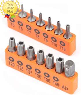 Horusdy 744110938081 14-piece Tamper Resistant Star Bits S2 Alloy Steel T5 - T40 Security T
