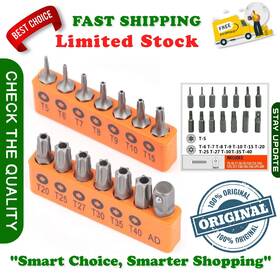 94253 Horusdy 14-piece Tamper Resistant Star Bits S2 Alloy Steel T5 - T40 Security T