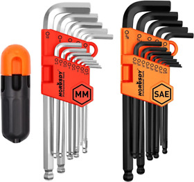 Horusdy Allen Wrench Set Hex Key Long Arm Ball End Inch/met