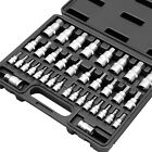 Ref96023 Horusdy Hex Bit Socket Set 36pc Sae Metric 1/2inch 3/8inch 1/4inch Driver S2 Steel With Case