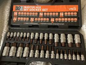 Ref87010 Horusdy Hex Bit Socket Set 32pc Sae Metric 1/2 Inch 3/8 1/4 Driver S2 Steel With Case