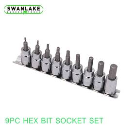 Ref96017 Horusdy 9 Sae Hex Allen Drive Dr Socket Driver Bit Tool Set Kit With Sliding Rail Holder
