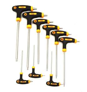 261609 Hoteche 9pc T-handle Torx Star Key Wrench Set Tamper 2 Drive Ends