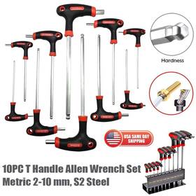 125917 Huhou 10 Piece T Handle Allen Wrench Set Hex Key Ball End Metric 2-10 Mm With Stand