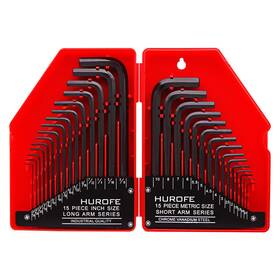 250-3 Hurofe 680306173518 Hex Key Allen Wrench Set 30-piece 7/250-3/8 Inch 0.7-10 Mm Long Arm And