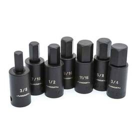 Husky 037103293657 7 Piece Standard Steel Tool 3/8 Inch 1/2 1/4 Drive Impact Hex Bit Socket Set