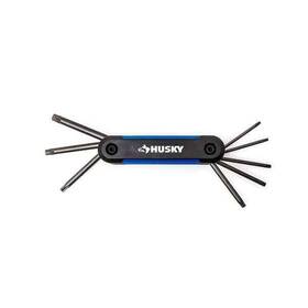 Husky 037103357779 8 Pieces Long Lasting Allen Wrench Folding Hex Key Torx Handle Tool Set