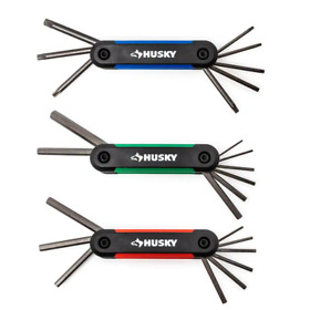 Husky 3-piece Folding Hex Key Sets With Sae Metric And Torx