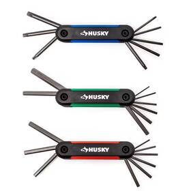 Husky 313110764763 Sae/metric Folding Hex Key Set With Bonus Torx 3-piece
