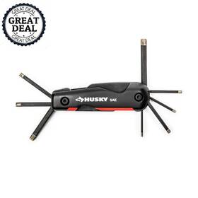 Husky 445007882892 Folding Diamond Sae Hex Key Set 8-piece Durable Diamond-tip Hand Tools Black