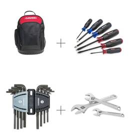 Rh68003bundle Husky 18 In Backpack Bundled With Diamond Tip Magnetic Screwdriver Sae/metric Long Arm