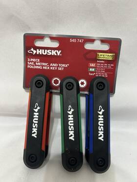 X00421ybqx Husky 3 - Piece Sae Metric And Torx Folding Hex Key Set New