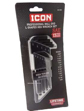 57928 Icon New High Quality 13 Pc Metric L-shaped Ball End Hex Key Allen Wrench Set