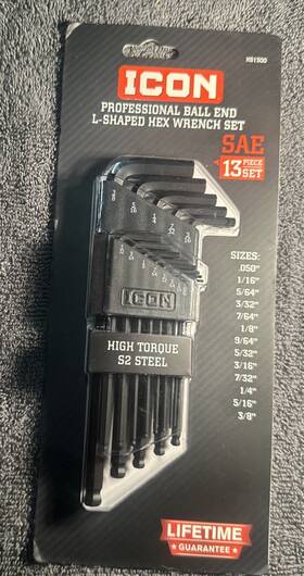 57929 Icon Sae L-shaped Ball End Hex Key Set 13 Piece