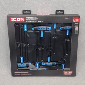 Thhm-8 Icon 58698 New Metric 2-10 Mm T-handle Hex Key 8pc Set S2 Steel