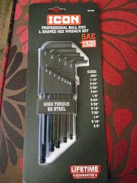 Hs1300 Icon Professional Ball End L-shaped Hex Sae Wrench Set 13pc New