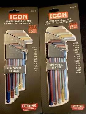 Mcbhlm-13 Icon Ball End L-shaped Hex Wrench Set Sae And Metric S2 Steel 26pc