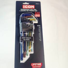 Mcbhls-13 Icon Professional Ball End L-shaped Hex Wrench Sae Set 13pc Mcbhls13 No 7/64