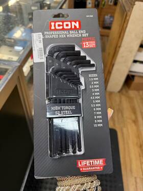 Ecp018532 Icon Professional Ratcheting Hm1300 Metric L-shaped Ball End Hex Key Set 13-piece 57928 New