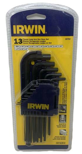 10753 Irwin Tools 897095029114 13pc Long Arm Hex Keys Set Chrome Vanadium Easy Access Organizer