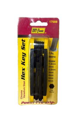 17008 Ivy Classic 7 Pc. Metric Hex Key Set Chrome Vanadium Steel Allen Wrench