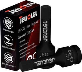 Jeuclel 753873373176 2pcs 11mm Hex Impact Bit Socket H11 1/2-inch Drive Allen Black