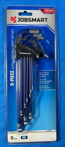1038064 Jobsmart 9pc Extra Long Ball Point Hex Key Set Metric Mm New Sealed