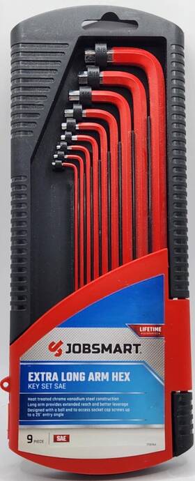 Jobsmart 749394279769 9 Piece Extra Long Arm Hex Key Set Sae