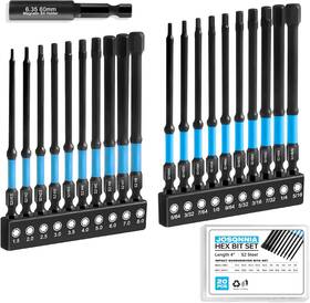 Hsdb1 Josqnnia Allen Wrench Drill Bit Set 1/4 Inch Hex Shank - 20pc Metric And Sae Impact Driver Bits