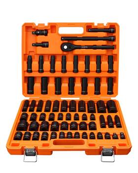 Ju Jian Tec 652569768138 1/2 Inch Drive Master Impact Socket Set 65 Piece With Adapters And Ratchet Handle S