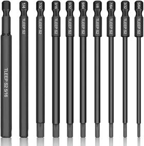 K Kwokker 445042885803 10 X Long 100mm 1/4 Inch Hex Head Allen Wrench Drill Bits 5/16 To 5/64 Sae