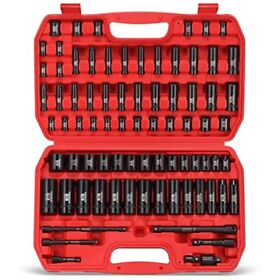 Kboisha 1/4 And 3/8inch Drive Impact Socket Set 79-piece 6 Point Standar