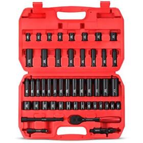 Kboisha 3/8inch Drive Impact Socket Set49-piece 6 Point Set Standard Sae