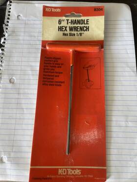 8304 Kd Tools 6 Inch T Handle Allen 1/8