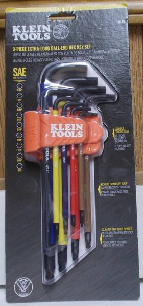 Bls9 Klein Tools 092644330599 Color-coded Extra-long L Style Hex Key Caddy Set Sae 9-piece