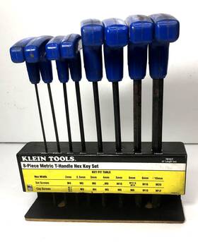 70157 Klein Tools 6 Inch 8 Piece T-handle Hex Key Set Allen Wrench - Metric