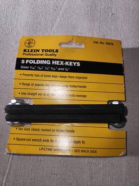 70576 Klein Tools 5-pc Folding Hex Key Set Nos Heavy-duty Usa Vintage