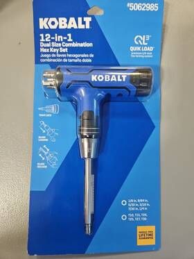 Kobalt 820909671541 12-in-1 Duel Size Combo Hex Key Set Quick Load