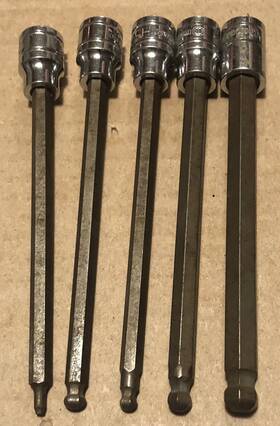 Bt305l Kobalt 5pc. 3/8 Inch Dr. Long Ball End Hex Bit Socket Key Set
