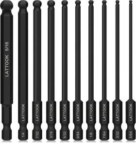 Lattook 313105372393 Ball End Hex Head Allen Wrench Drill Bit Set 10pcs Sae 5/16 Inch To 5/64