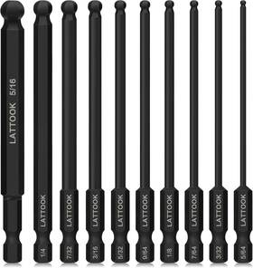 Lattook 445035941943 Ball End Hex Head Allen Wrench Drill Bit Set 10pcs Sae 5/16 Inch To 5/64
