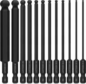 Lattook 445056819849 Ball End Hex Head Allen Drill Bit Set 12pcs Metric K