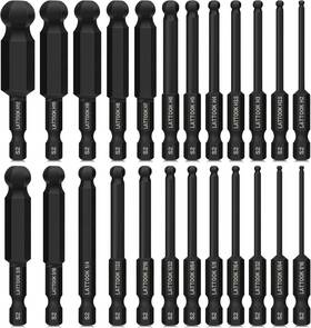 Ltk-641 Lattook 711181951394 Ball End Hex Head Allen Wrench Drill Bit Set 24pcs Metric And Sae 1/4 Inch